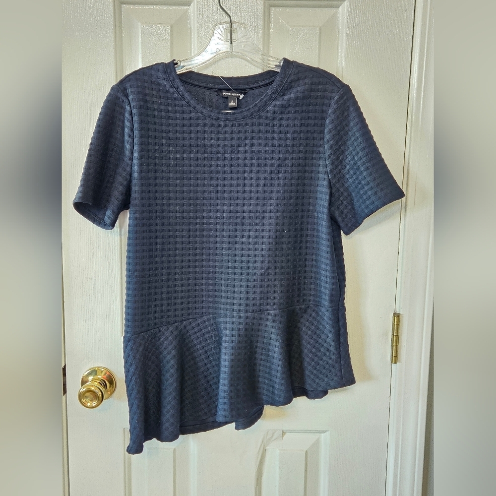 Banana Republic Textured Navy Blouse Small